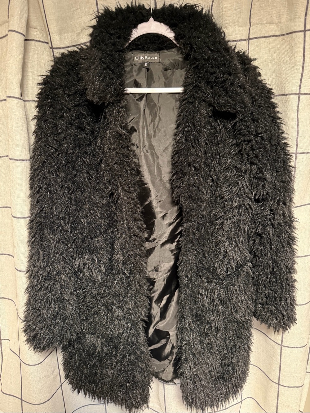 EillyBazar Women's Black Teddy Coat - Plush Faux Fur Jacket